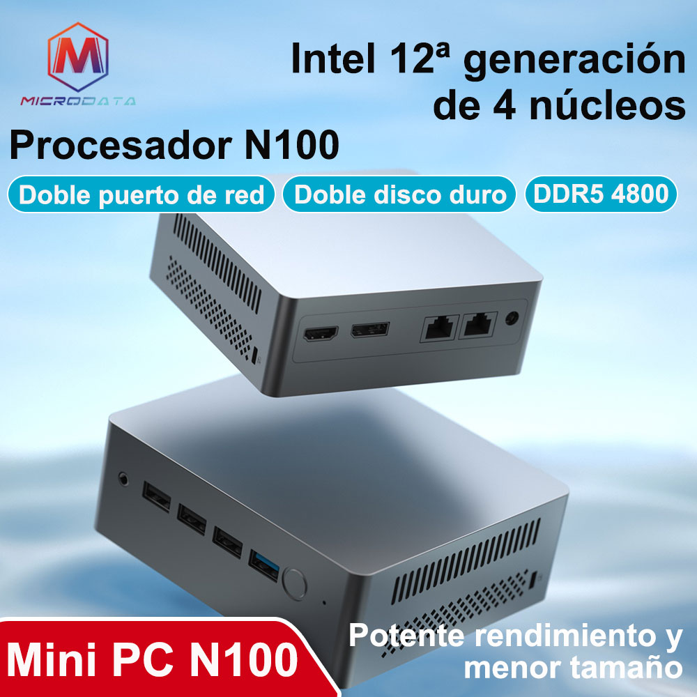 Mikrodane Mini PC N100 8GB 256GB,16G 512G, Intel 12. Generacji 4 rdzenie podwójny wyświetlacz 4K wyjście DDR5 WIFI 2.4G/5G BT4.2 komputer dla graczy