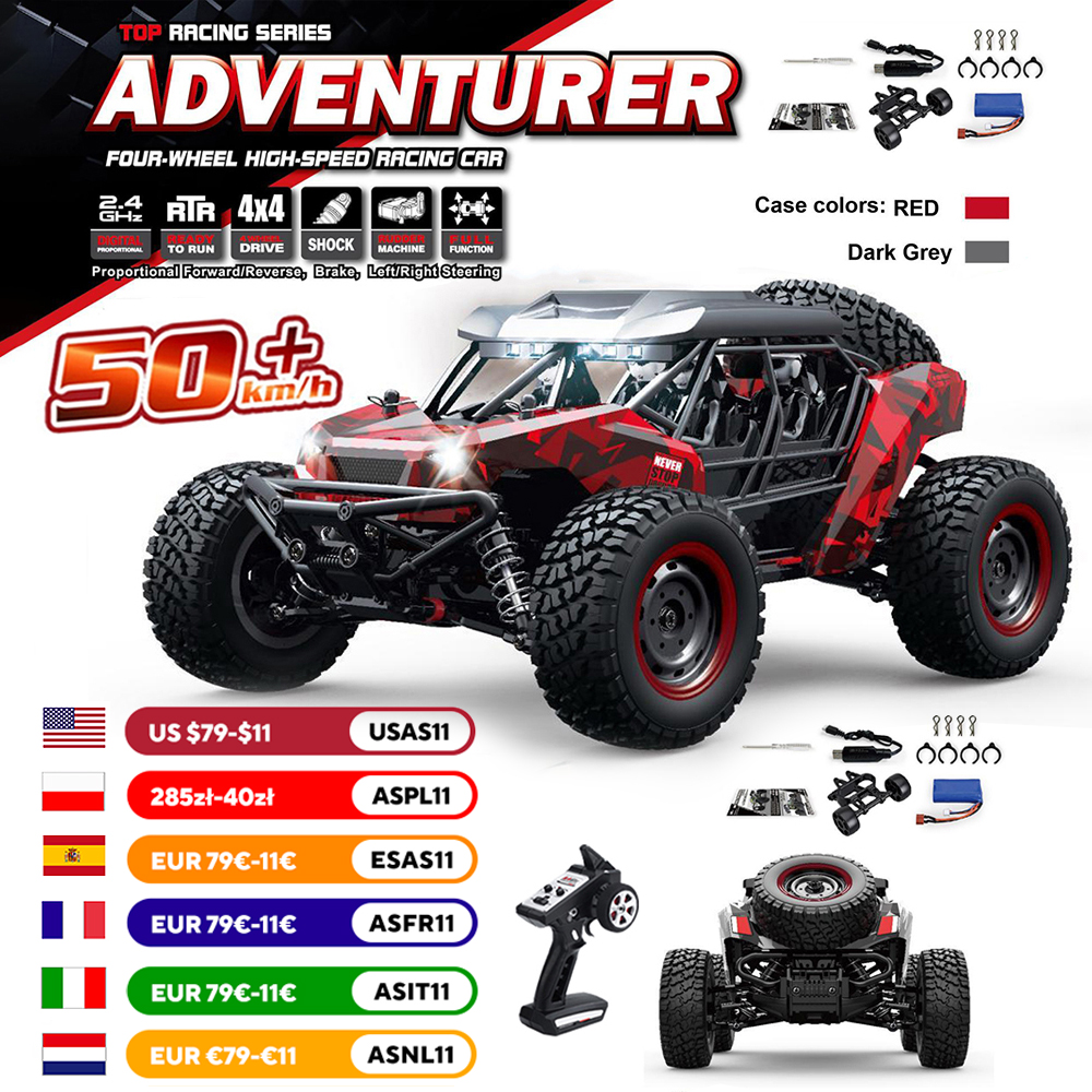 16106 1:16 50 กม./ชม. 4WD RC รถ LED รีโมทคอนโทรล Off-road รถยนต์ความเร็วสูง Drift รถบรรทุกมอนสเตอร์สําหรับเด็ก vs Wltoys 144001   ของเล่น