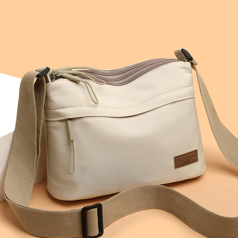 Sac à bandoulière à grande capacité avec 3 poches principales pour femmes, sac à main multi-poches en toile, adapté aux mères pour le shopping