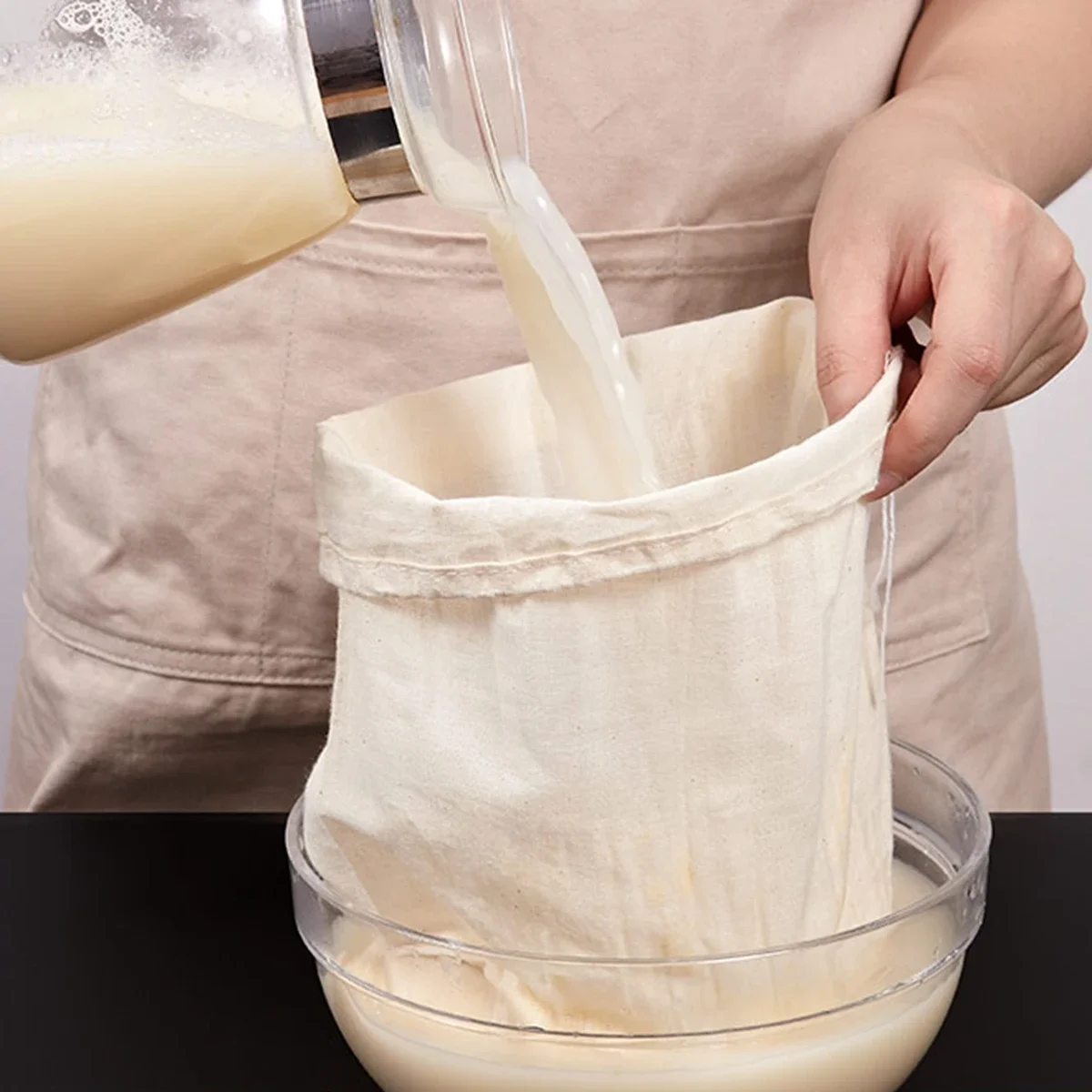 Worek na mleko z orzechami Domowe gadżety kuchenne Ociekacz do naczyń Przybory kuchenne wielokrotnego użytku Niebielone Przydatne rzeczy do kuchni Jadalnia Bar Narzędzia filtrujące