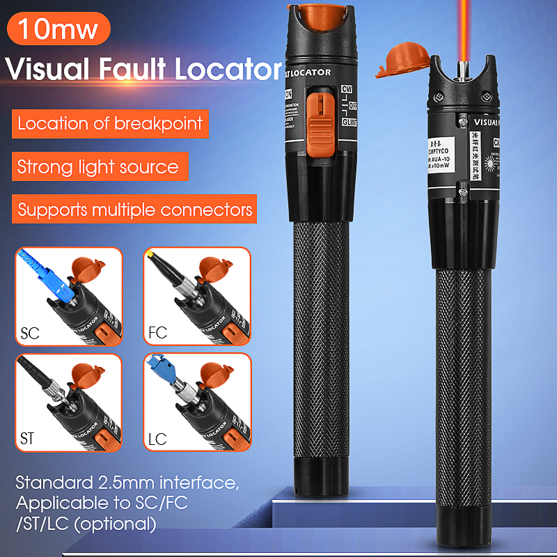 COMPTYCO 10MW/10Km Visual Fault Locatorเครื่องทดสอบสายเคเบิลไฟเบอร์ออปติก 10MWสีแดงปากกาVFL