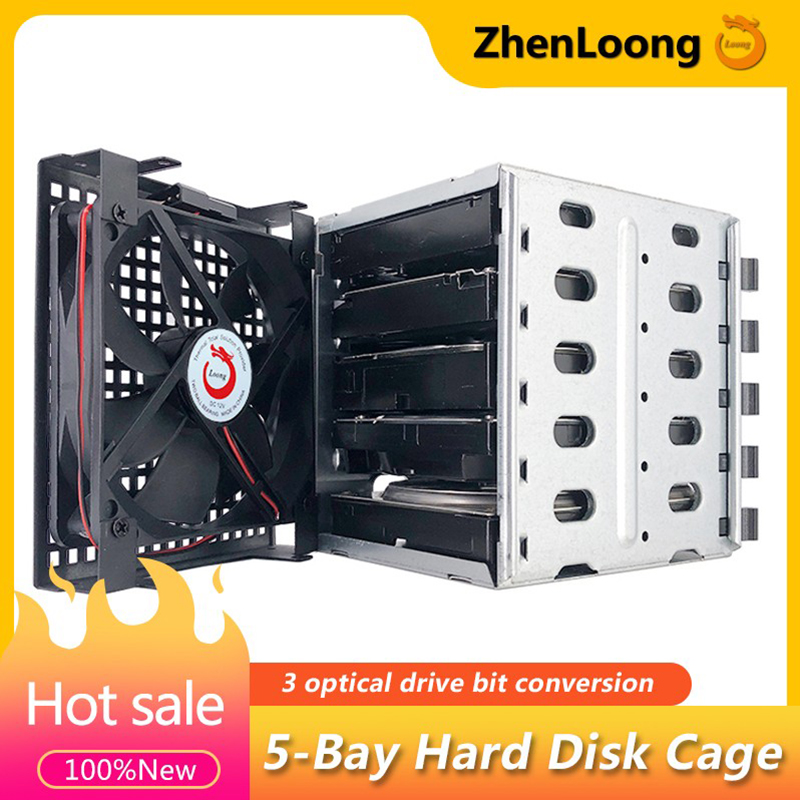 ZhenLoong-adaptador HDD de 5,25 a 3,5, soporte Caddy, bandeja SATA SAS, carcasa para disco duro, chasis, extensión óptica, jaula para disco duro