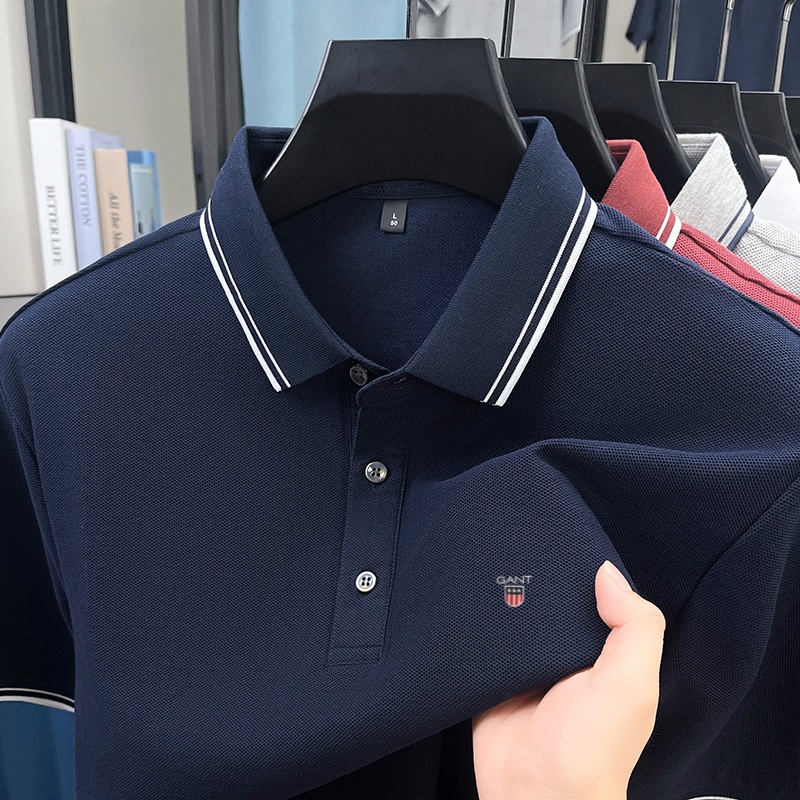 Summer men's exquisite embroidered short sleeved POLO shirt made of 100% cotton, breathable, fashionable, high-end daily busines