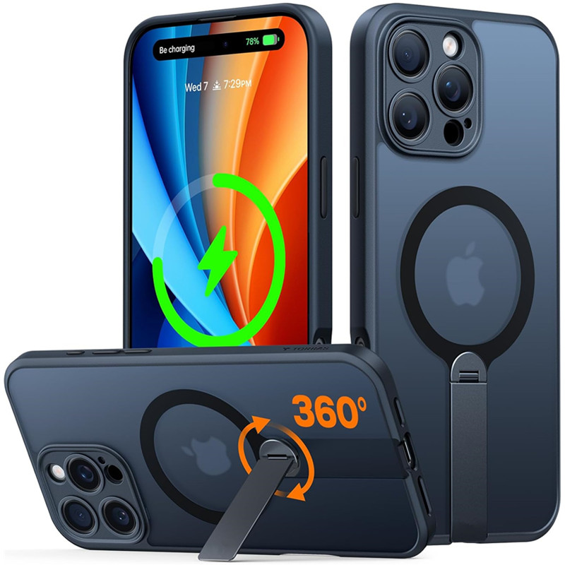 Custodia magnetica con supporto in metallo nascosto 360 per Magsafe IPhone 17 Air 16 15 14 13 12 Pro Max Plus 16Pro 16Plus i17 Mag Safe Phone Cover