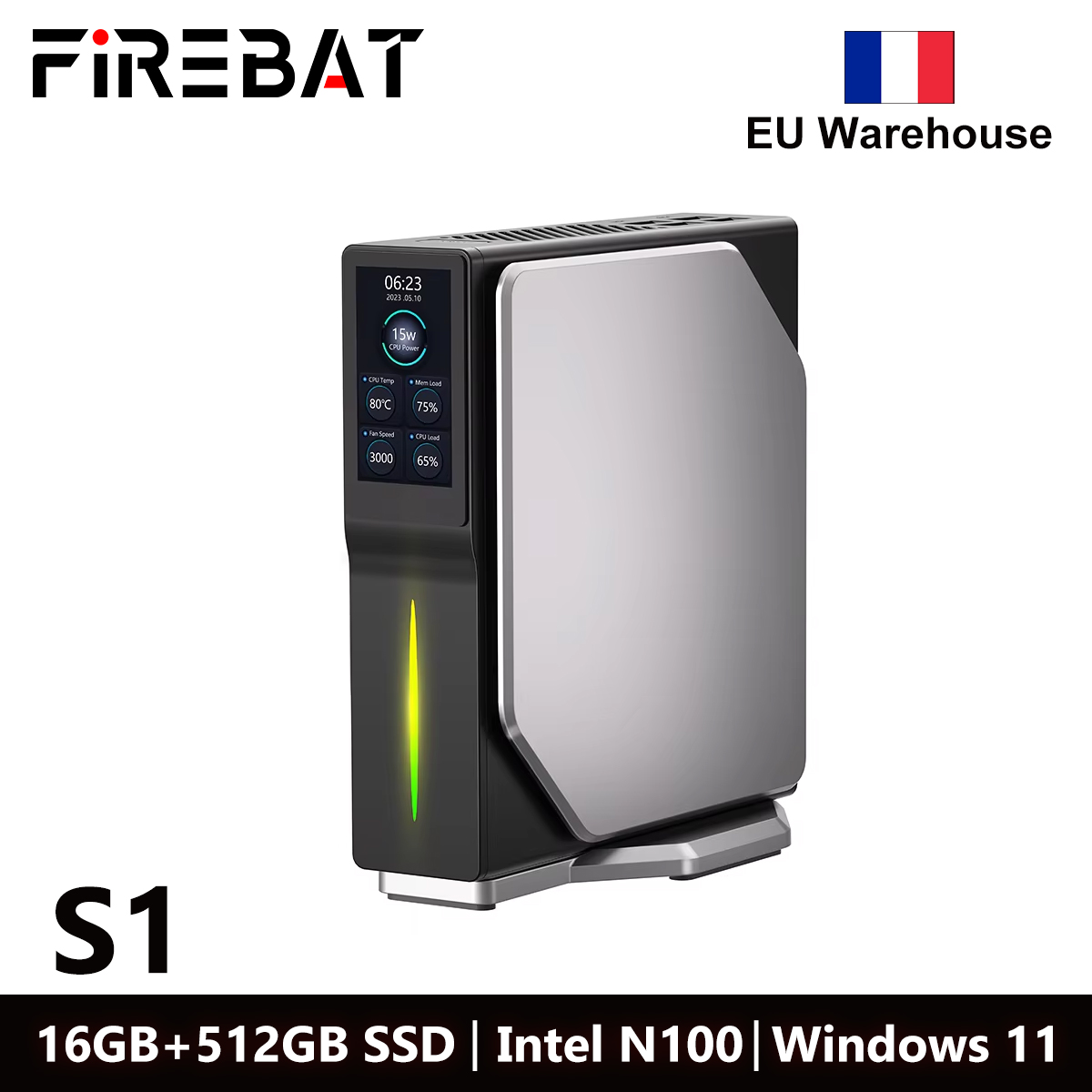 FIREBAT S1 Intel N100 CPU Mini PC Computer Gamer Gaming DDR4 16 GB RAM 512 GB SSD Windows 11 BT4.2 Dual HDMI Desktops Computer