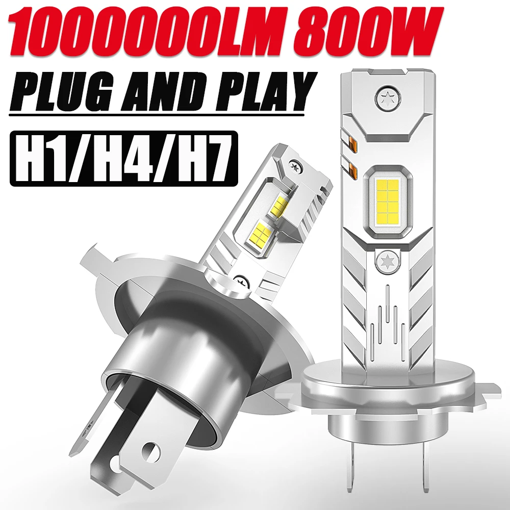 H7 H4 H1 LED Lights for Car Headlight Bulb 1000000LM Mini Wireless Auto Lamp +800% Bright Spotlights Automobile Headlamp 12V 24V