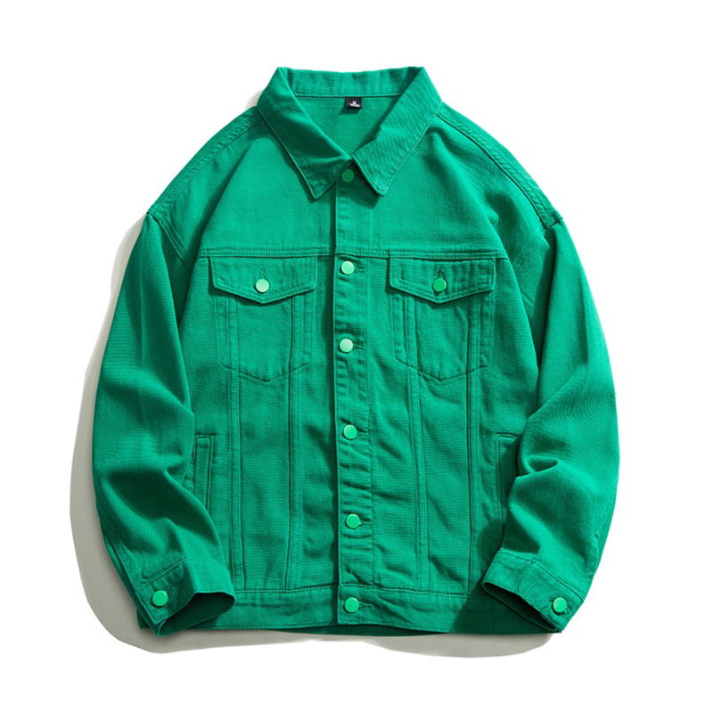 Lapela masculina verde & branco denim jaqueta baggy casual tendência rua hip hop oversized jean casaco azul branco verde preto 5xl