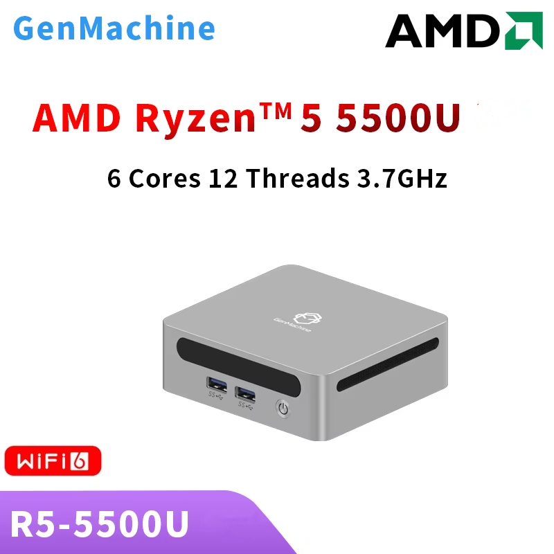 GenMachine Mini PC Ryzen 5500U Windows 11 DDR4 3200mhz WiFi6 jogos pc Diy Gaming Computer Ordenador Mini Pc Gamer