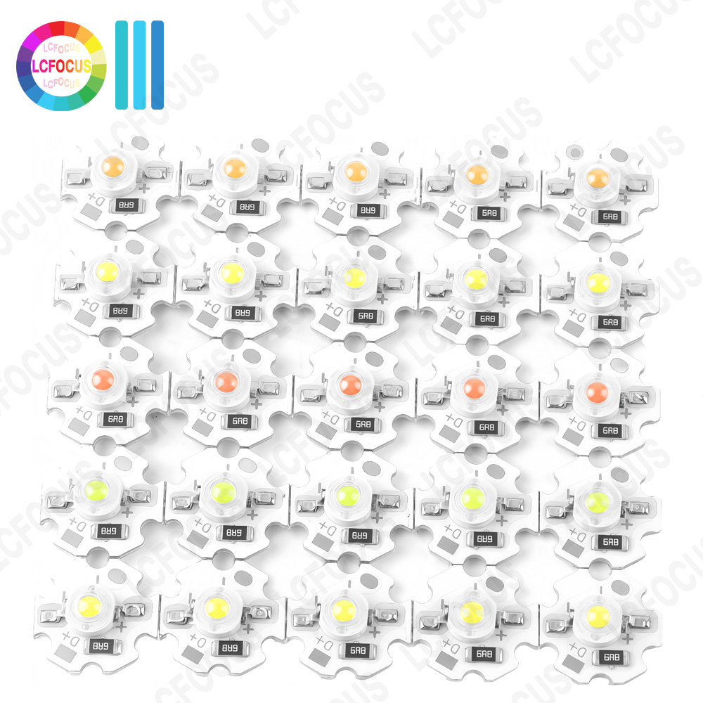 10pcs 1W 3W LED Chip DC 3.7V 5V 12V Warm Natural Cool White Red Green Blue Yellow Aluminum Star PCB 16mm 20mm Lamp Light Beads
