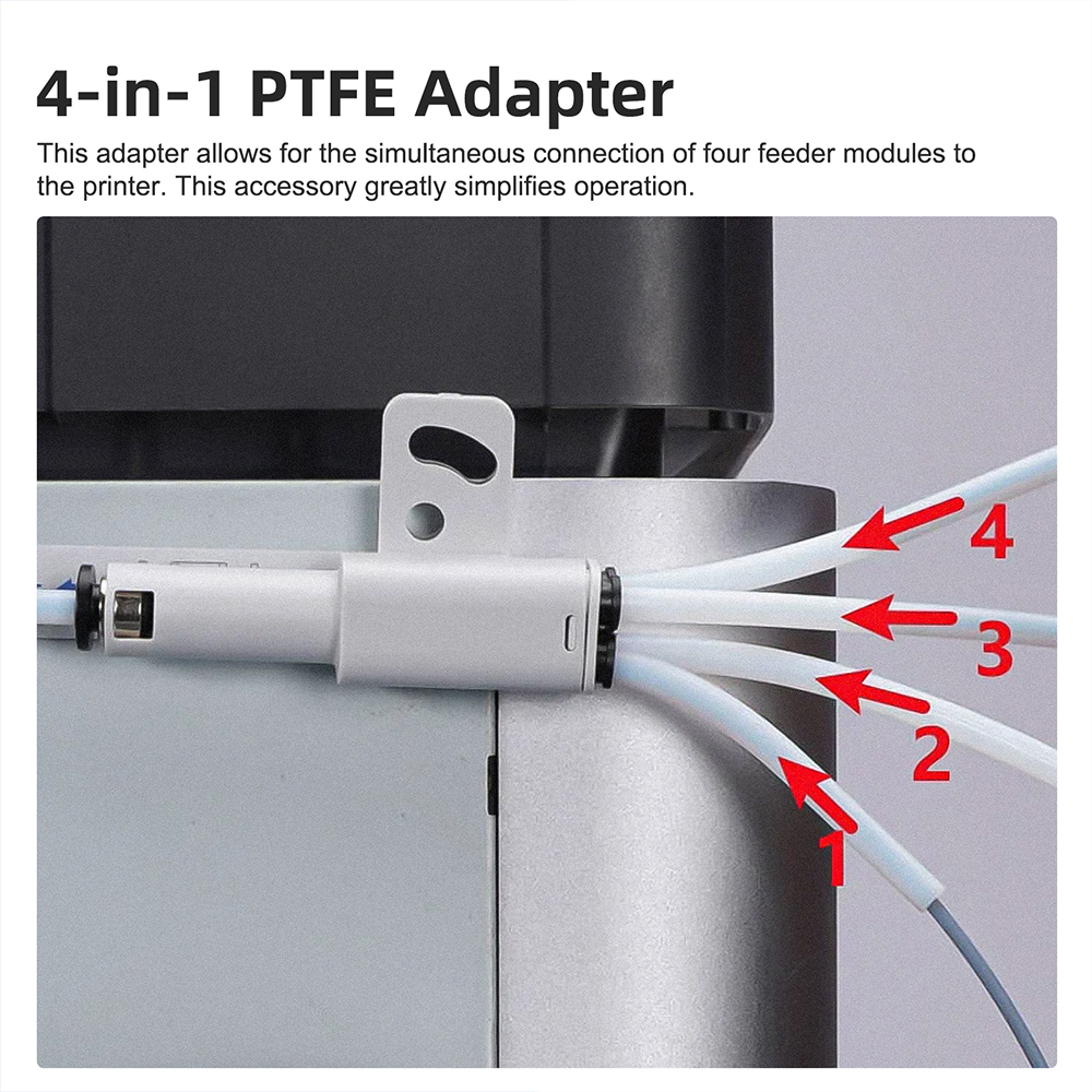 Pieza de impresora 3D, adaptador de PTFE 4 en 1, puerto de expansión de tubo de Material, conexión AMS, 4 módulos de alimentación para Bambulab X1/P1 X1C P1S P1P