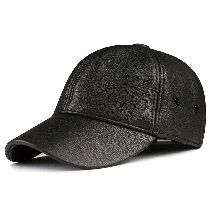 Männer Echtes Leder Baseball Hut Männlich Winter Echt Schaffell Casual Wear Baseball Caps Platte Baseball Kappe Einstellbar