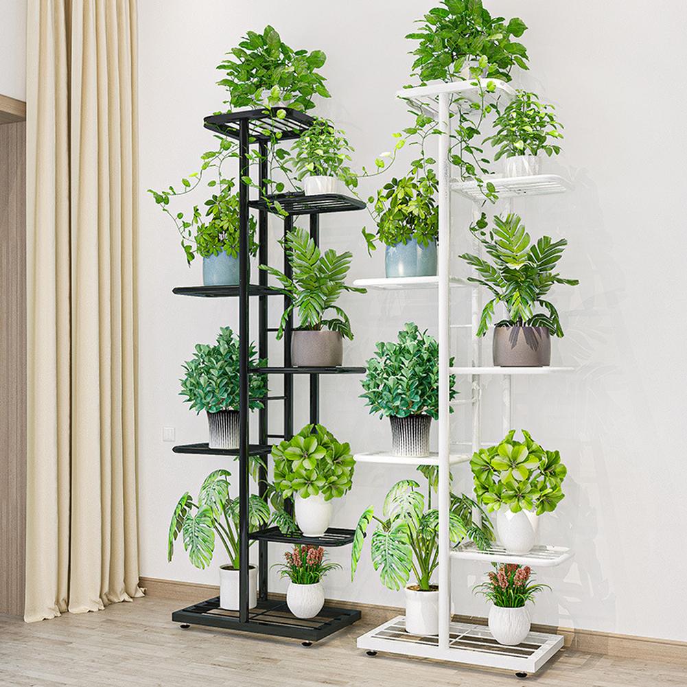 Soporte de Metal para plantas de varios niveles, soportes para macetas de plantas para interiores y exteriores, estante para plantas escalonadas, estante de exhibición de flores para esquina, balcón y Patio
