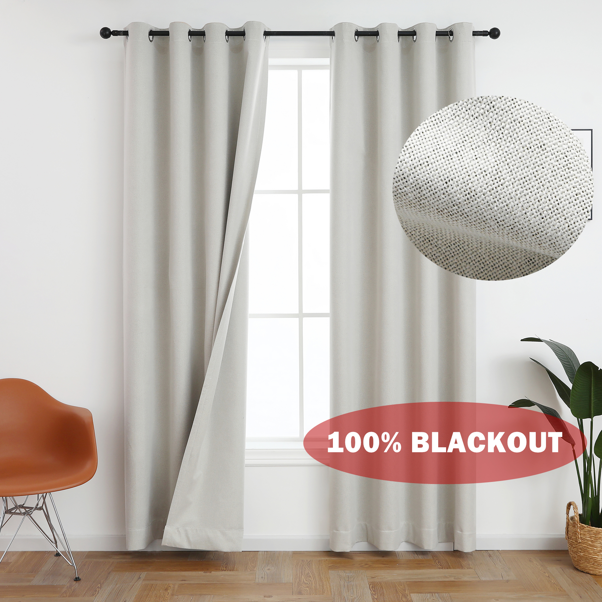 Rideaux occultants sur mesure de 310 cm de hauteur, 100% occultants et insonorisants, rideaux occultants en faux lin pour chambre à coucher, salon, fenêtres