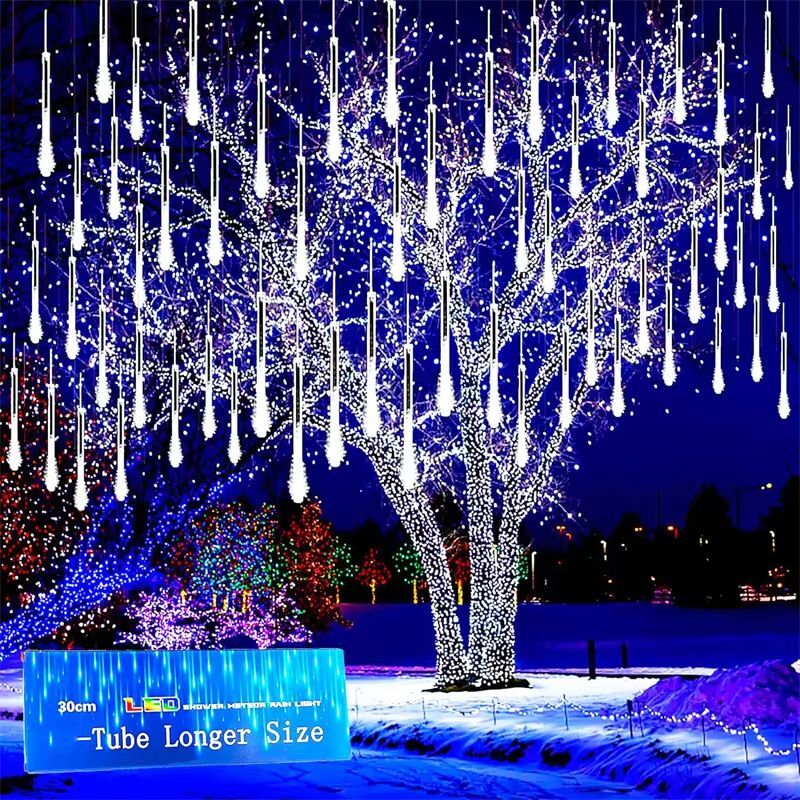 8 Tubes LED pluie de météores lumières extérieure solaire décoration de noël guirlande lumineuse fée lumières rue jardin cour décoration