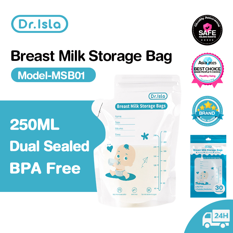 Dr.isla 250ml/30Pcs 모유 보관 가방 일회용 소용량 냉동 우유 보관 가방 BPA 무료