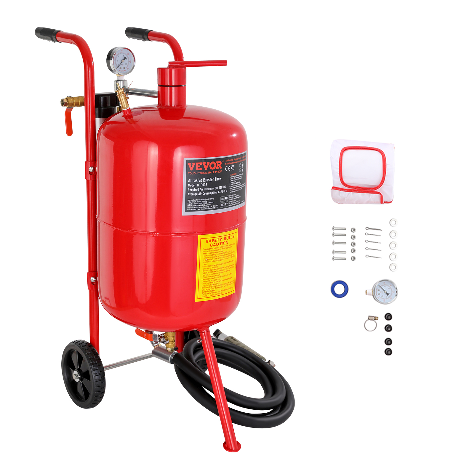 SucceBuy Sand Blaster 10Gal แบบพกพา Air Sandblaster 125Psi ความดันชุดพ่นทรายสําหรับการรักษาพื้นผิวพิเศษของวัสดุ