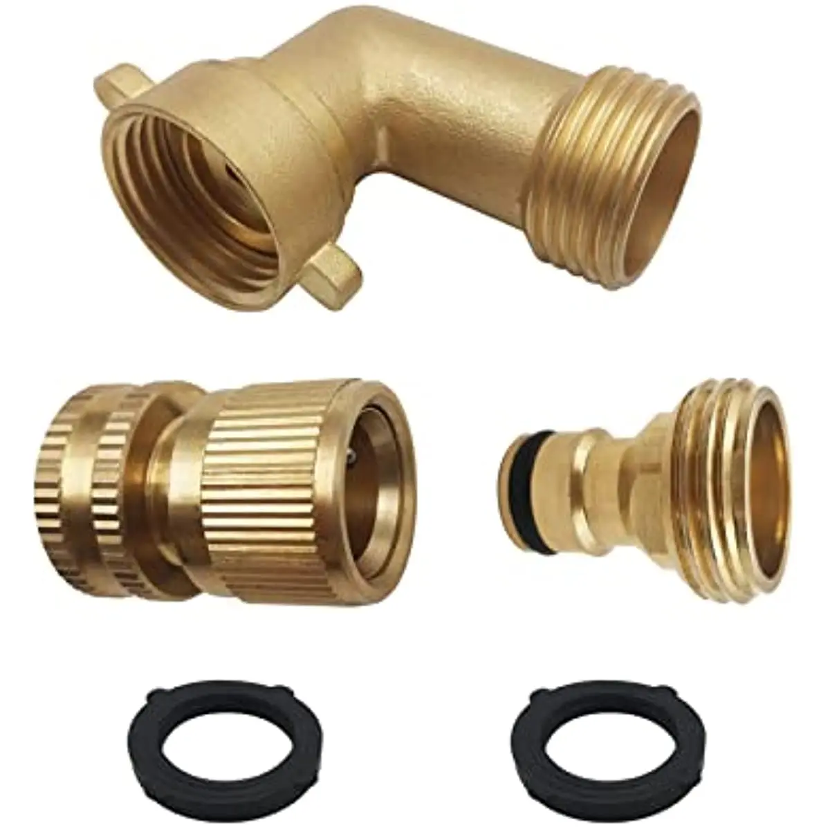 Adattatore per tubo da giardino in ottone massiccio connettore a gomito da 3/4 di pollice a 90 gradi e connettore rapido per tubo da 3/4 di pollice
