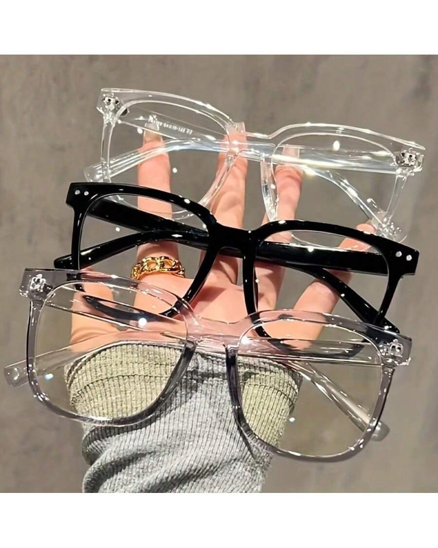 3 szt. Okulary blokujące niebieskie światło z kwadratowymi oprawkami unisex - stylowy wygląd na uczelni, okulary optyczne podkreślające kształt twarzy
