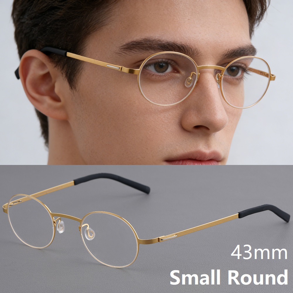 Small Glasses Frames Men Titanium Screwless Design Oval Round Eyeglasses Frame Eyewear Thin Rim Brand Design Handmade Spectacles