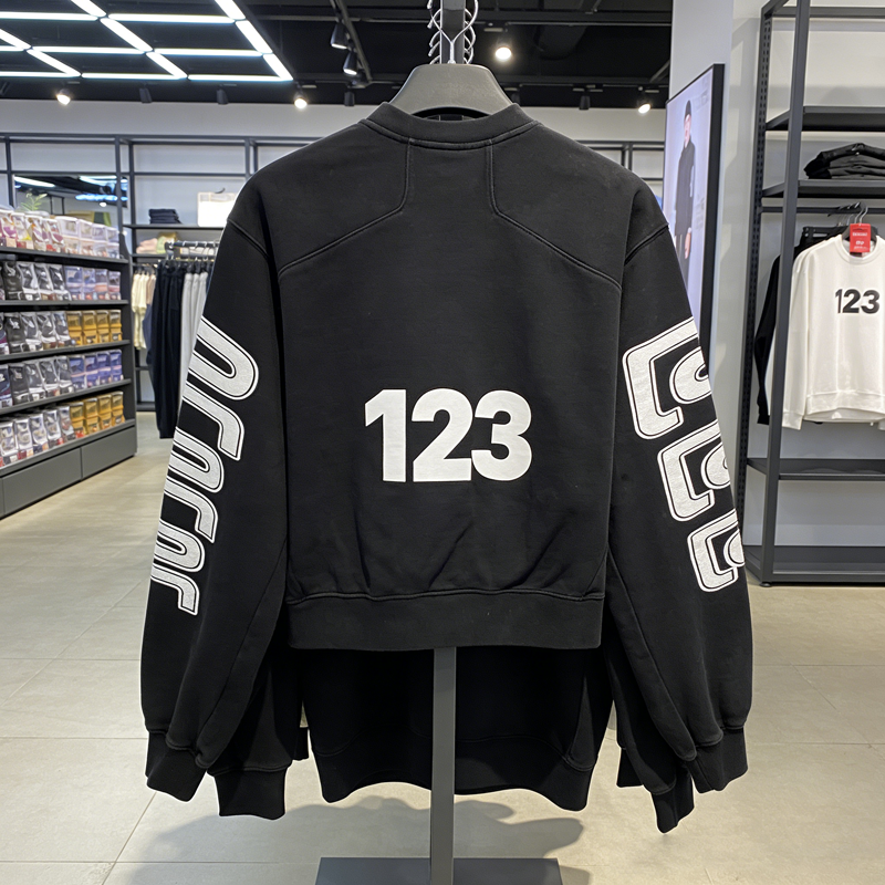 RIVINGTON Roi Ret RRR 123 White Print Embroidery Patch Label Sweatshirts Men Women High Quality Loose Black Sweatshirts Hoodie