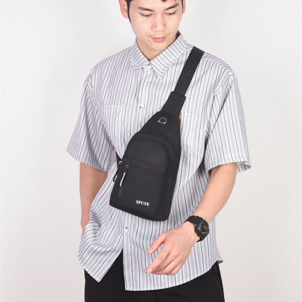 Bolso de pecho de tela Oxford para hombre, bolso de hombro tipo bandolera multifuncional de gran capacidad, hombro ajustable de estilo coreano