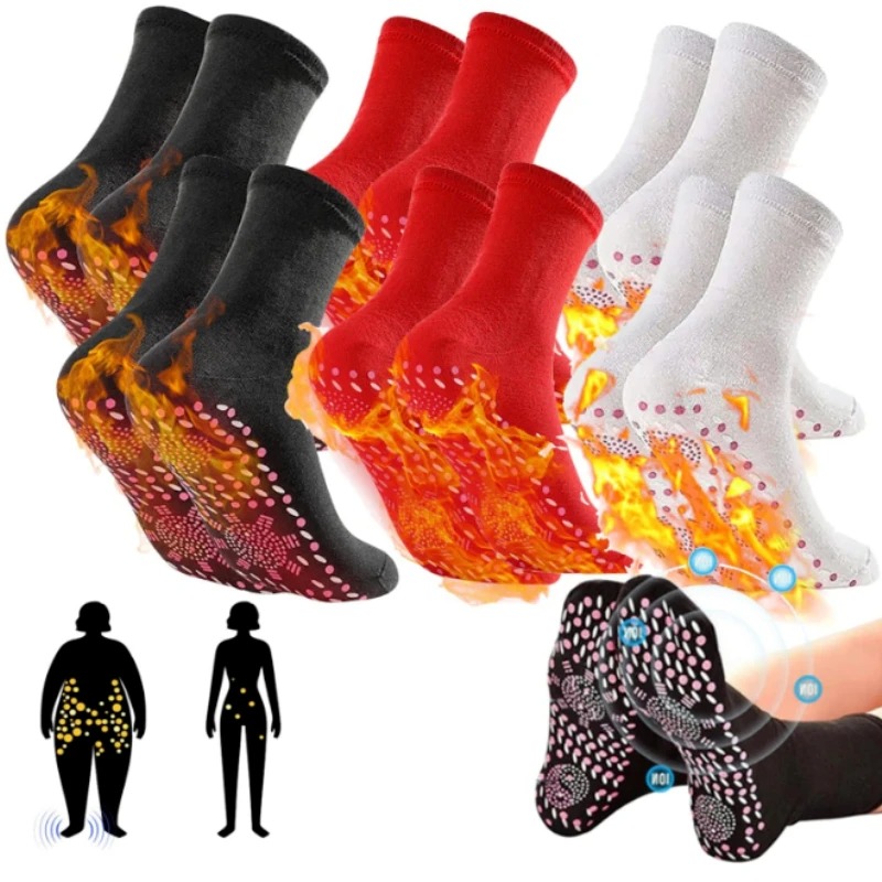 1/6 pares de calcetines de turmalina adelgazantes para la salud, calcetines térmicos elásticos de invierno con autocalentamiento, calcetines para el cuidado de la salud, calcetines cortos para terapia magnética