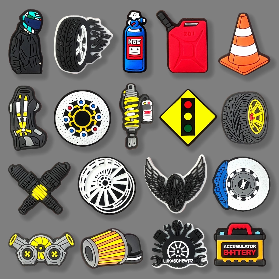 Creative X-mas ของขวัญต่างๆยางรถที่นั่งน้ํามัน PVC รองเท้า Charms Man Clog ตกแต่ง Fit กระเป๋าเป้สะพายหลัง Halloween Party