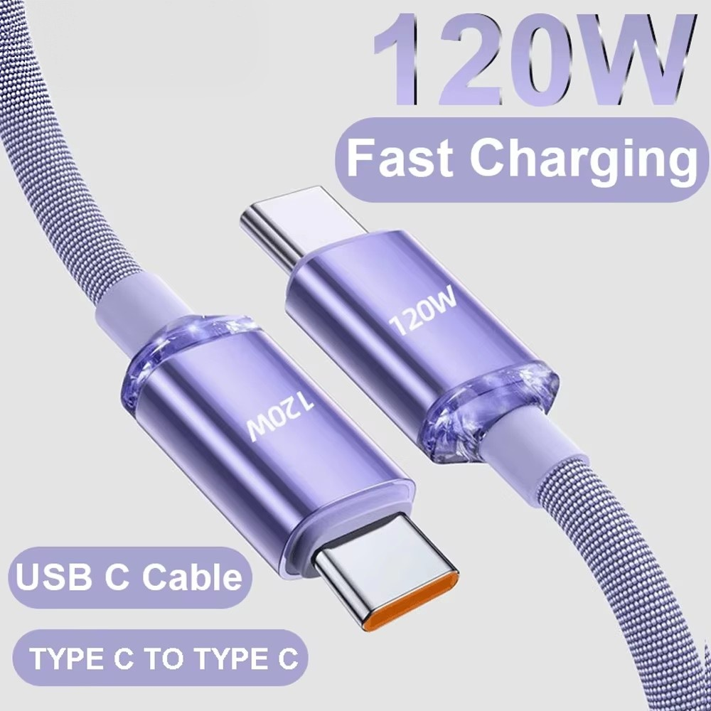120W Kabel Superschnelles Ladekabel USBA zu Typ C zu USBC Kabel PD USB C Schnelllade-Datenkabel für iPhone Xiaomi OPPO Samsung