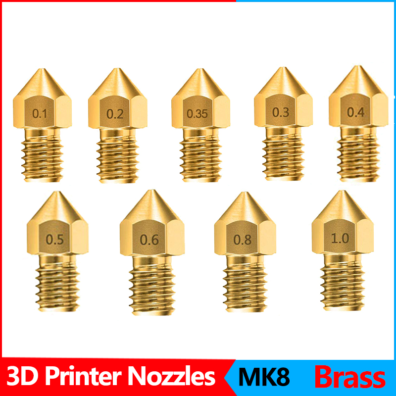 SHOOMO-extrusor de impresora 3D, boquillas de latón, cabezal de impresión para Anet A8 Makerbot MK8 Creality CR-10 S4 S5 Ender 3 3Pro 5, Kit de herramientas de limpieza