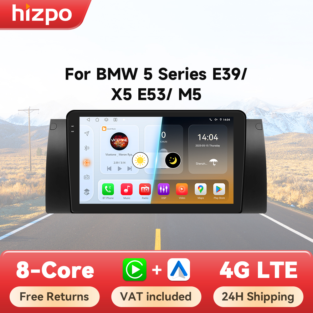 Hizpo 2 din android rádio automático para bmw 5 e39 1995 - 2003 e53 x5 m5 carplay 4g carro multimídia gps 2din sistemas de carro inteligente ai voz