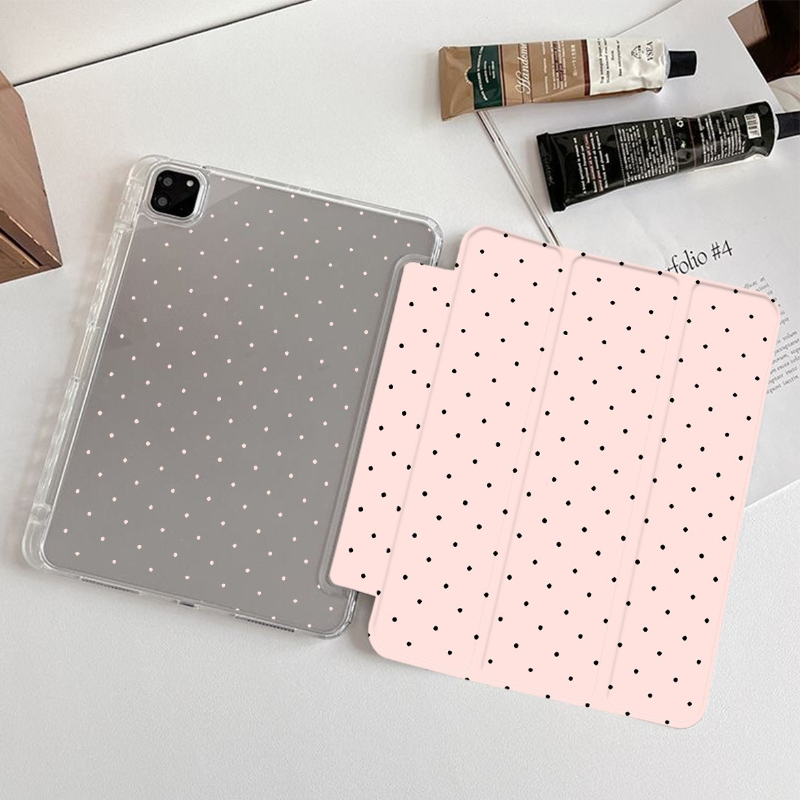 Etui Black Polka Dots do iPada Pro 11 10.2 9/8/7. generacji 9.7 5/6. generacji Air4/5 10.9 Air 3 10.5 Pro 12.9 Mini 6 Trifold Case