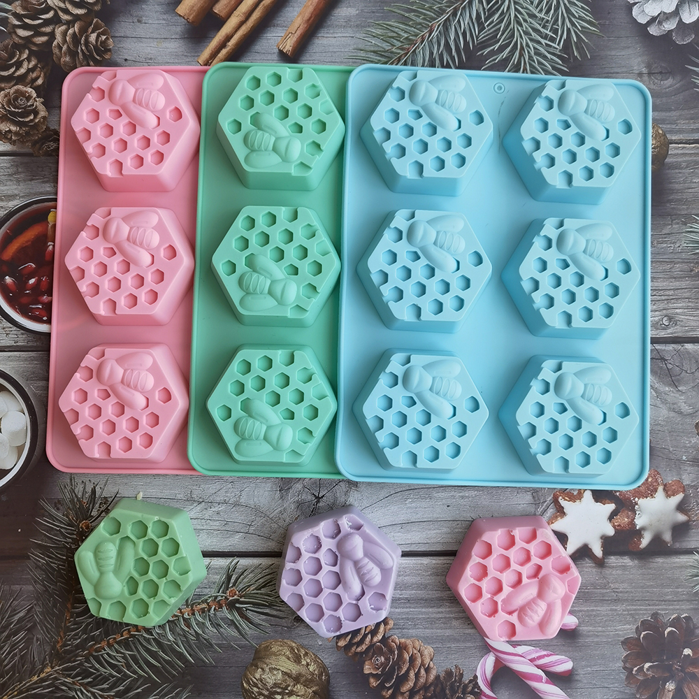 Siliconen Zeshoekige Bee Zeep Mal voor Handgemaakte DIY Klei Wax Vellen Gemakkelijk Release Non-stick Gips Ambachtelijke Kaars maken Mold