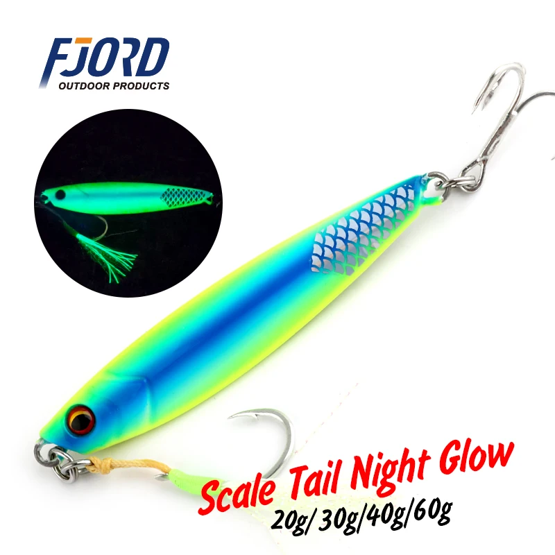 FJORD Flat Slow Glow Металлическая приманка для свинцовой рыбалки Saltwter 20 г 30 г 40 г 60 г Крючки для искусственной наживки с береговой литью Рыболовные снасти