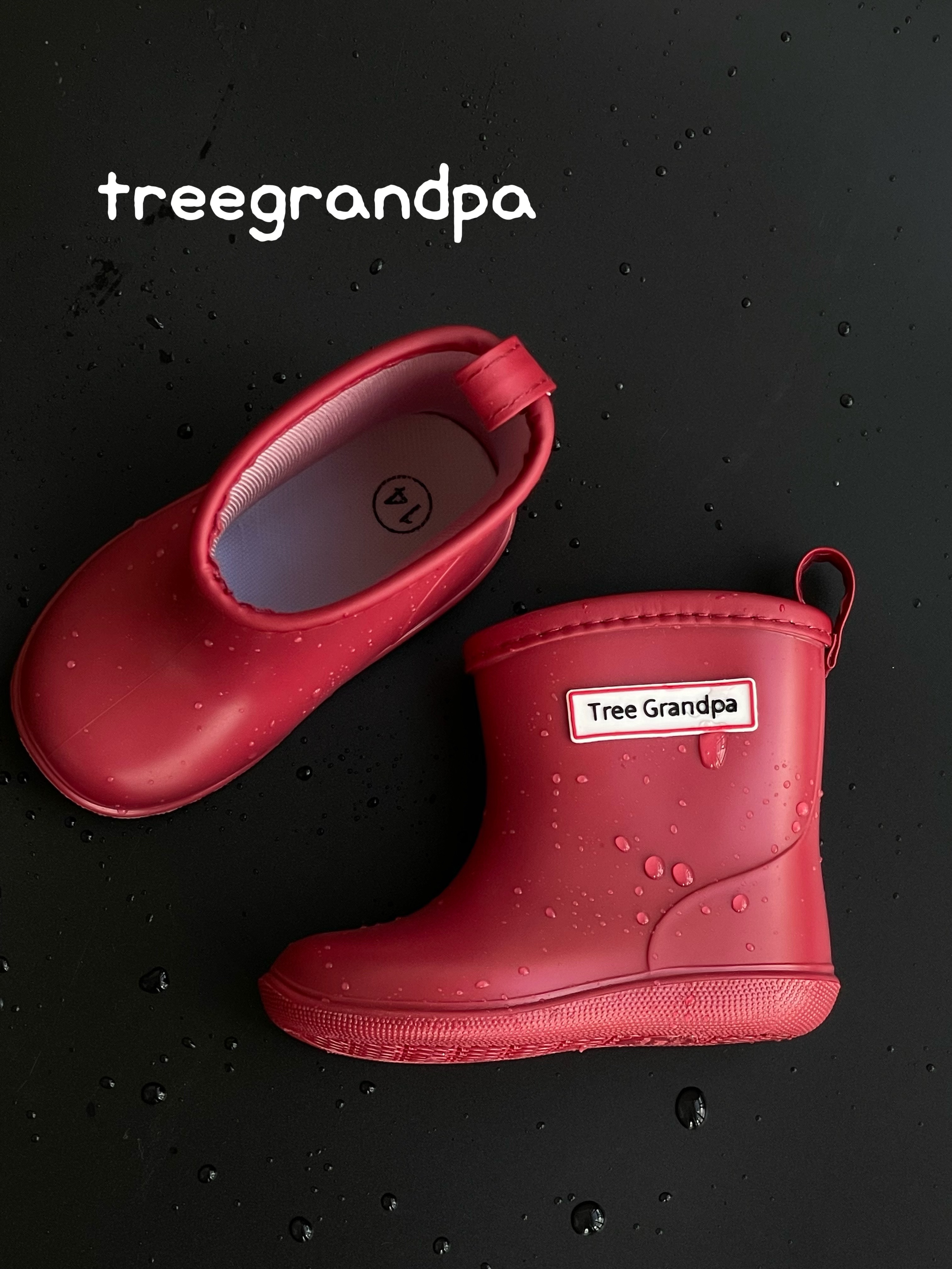 Botas de lluvia para niños y niñas Tree Grandpa - Botas de lluvia ligeras y flexibles de goma para niños con suela antideslizante y diseño sin cordones