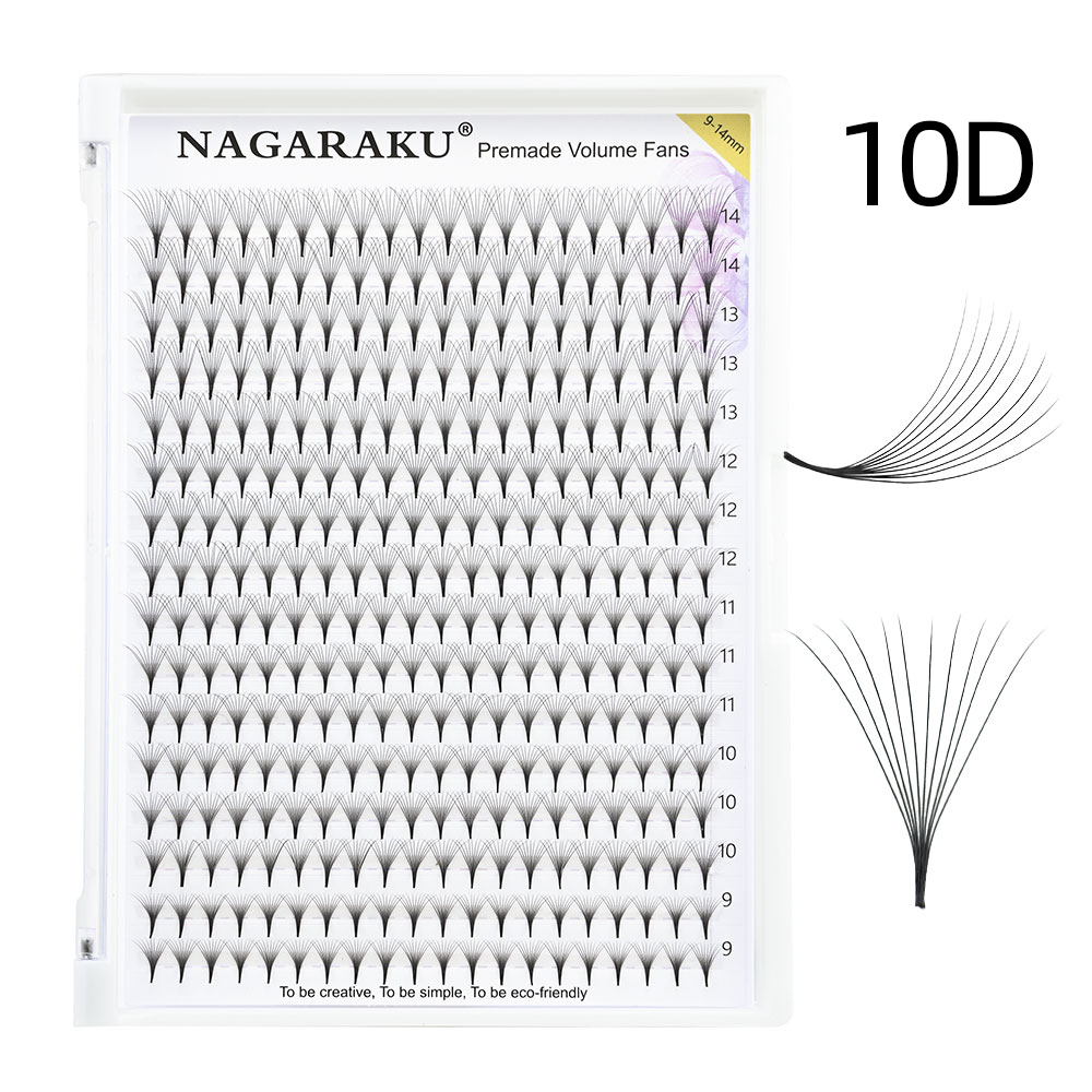 NAGARAKU Scherpe smalle steel Premade Fans Wimperverlenging 5D 6D 10D Dunne puntige basis Russische fans Klaar Russisch volume