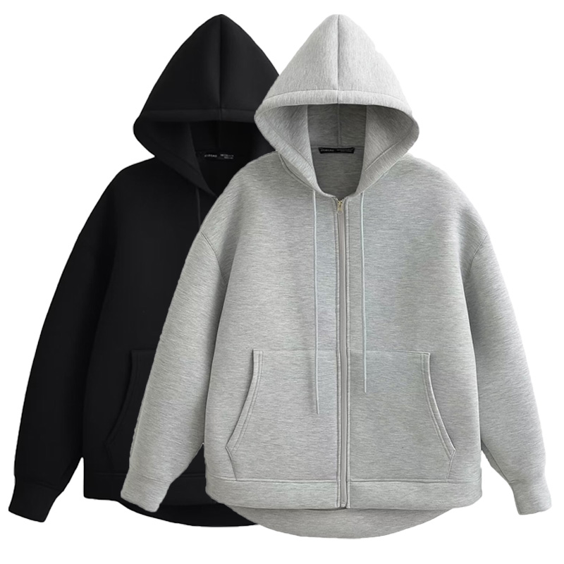 TRAF Sudadera con capucha para mujer, sudaderas con cremallera de gran tamaño, ropa de abrigo de manga larga para otoño e invierno, sudadera con cremallera Y2k, Top con capucha