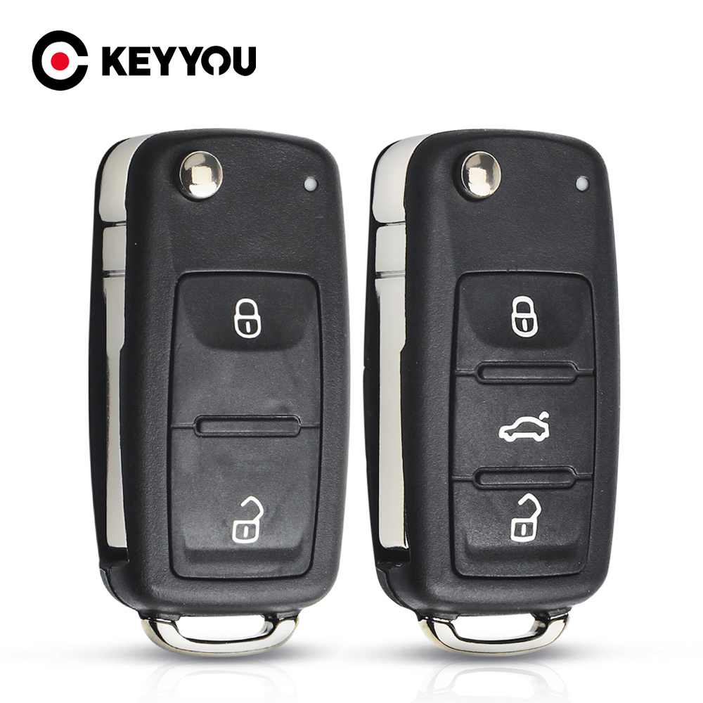 Keyyou dobrável caso chave do carro escudo fob para vw para volkswagen golf mk6 tiguan polo passat cc assento skoda octavia 3 botão
