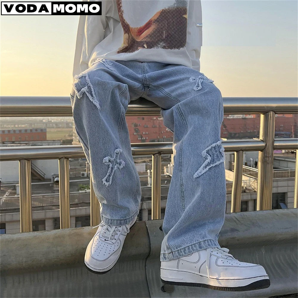 Pantalones vaqueros informales holgados para hombre y mujer, Jeans cargo, mismo párrafo, Y2k, High Street