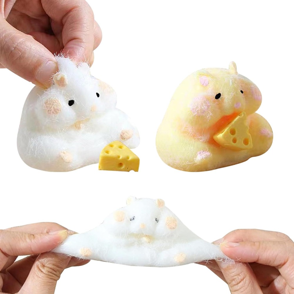 チーズ付きスクイーズハンスター玩具、かわいいデスクトップの装飾、ストレス解消剤、減圧フィジェットトイ、10代の子供向けギフト、面白い