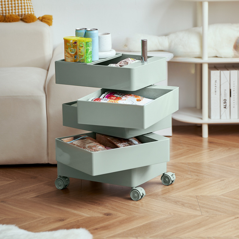 Roterende opbergkast Verplaatsbaar nachtkastje Zijkast Cosmetische opbergkast Slaapkamer Woonkamer Meubilair Nachtkastje