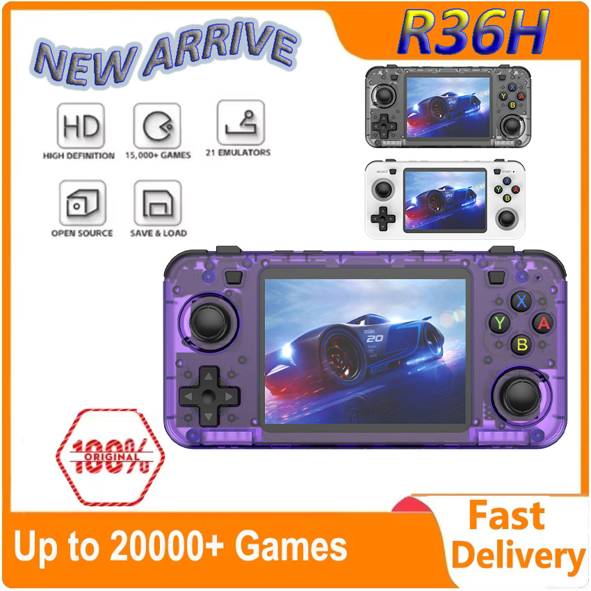 Nouvelle Console portative rétro R36H, système Linux Open Source, Consoles de jeux classiques, écran IPS de 3.5 pouces, lecteur vidéo Portable 64 go