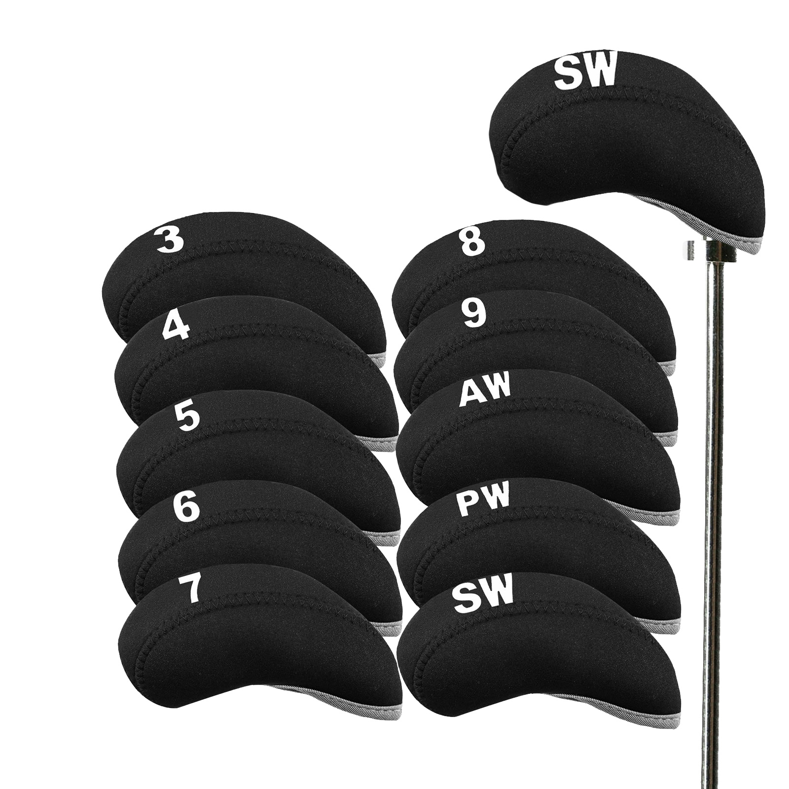 Golf Iron Head Covers 10-delige set met Putter Protector, lichtgewicht en duurzaam voor gemakkelijk transport, universele pasvorm voor alle Iron Clubs