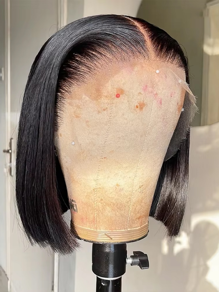 Pelucas de Cabello Humano Liso, Estilo Bob Corto, HD 13x6 13x4, Pelucas con Frente de Encaje 7x5, Listas para Usar, sin Pegamento, para Mujeres, 250% de Densidad, Encaje Precortado