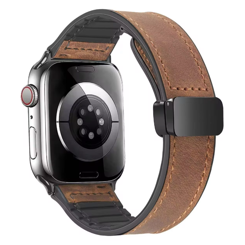 Pulseira de couro para apple watch band 49mm 44 45 42mm 40 46 38 41mm pulseira magnética correa masculino iwatch ultra série 10 9 8 7 se 6