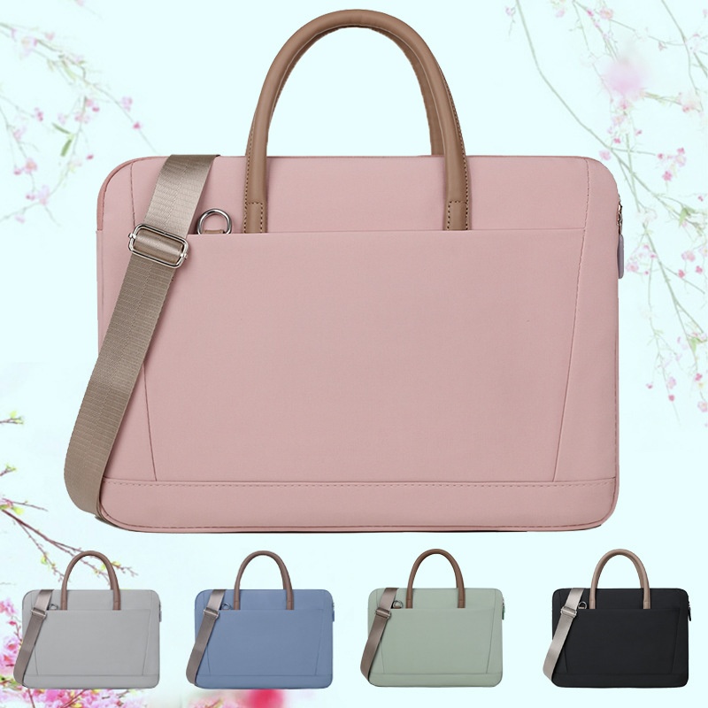 Bolso para ordenador portátil de un solo hombro, maletín impermeable para reuniones, tacto suave para mujer, gran capacidad