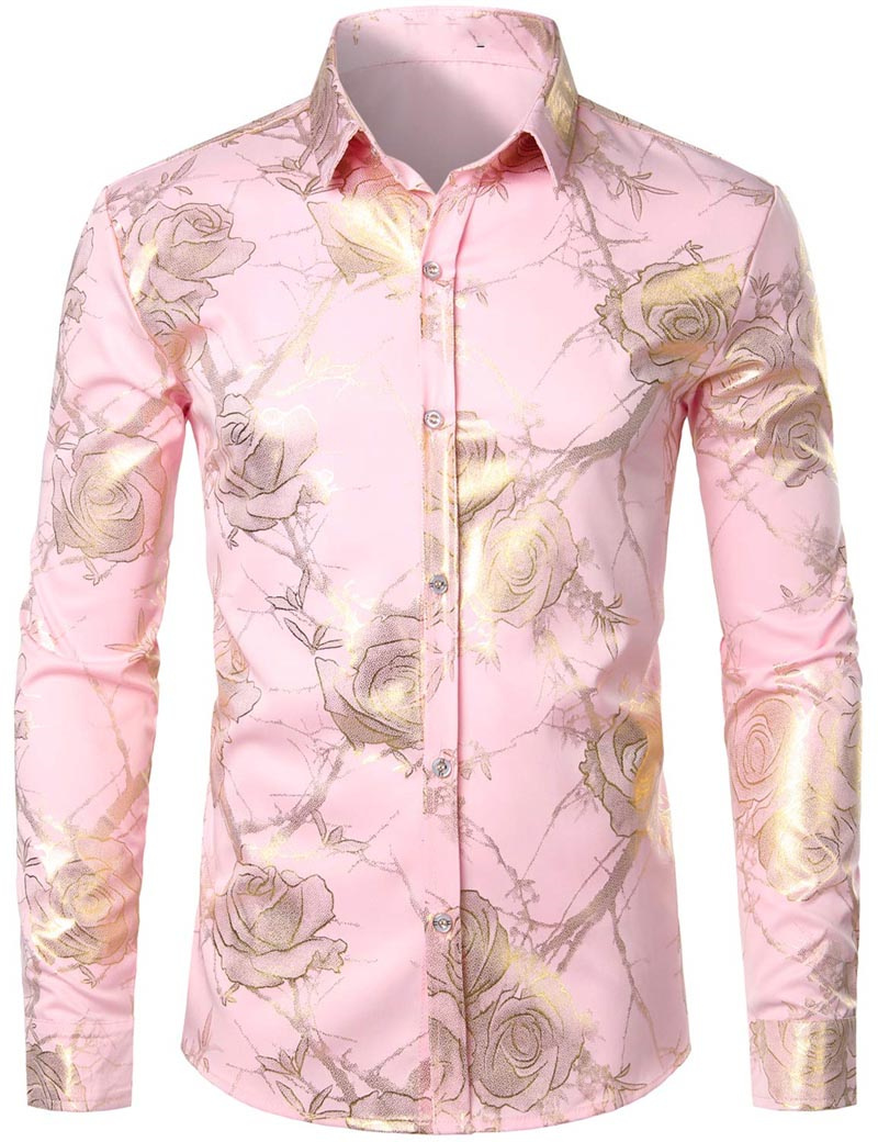 2024 Herren Blumen Langarmhemd Herren lässig All-Match Mode Street Herren hemd Revers Einreiher Langarm Top