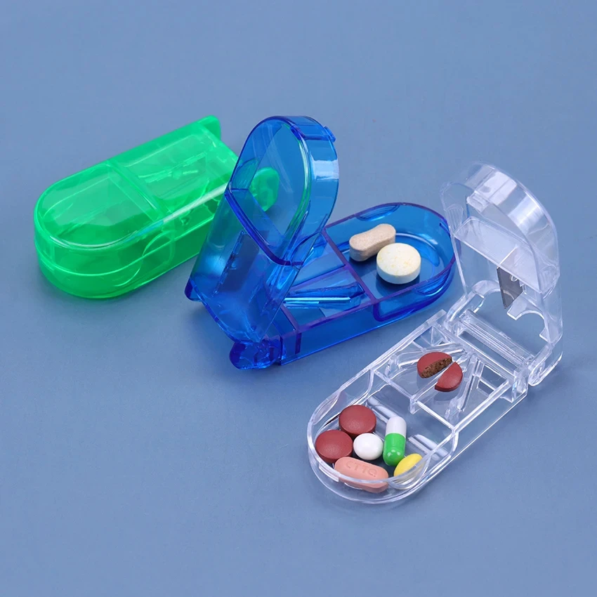 Caixa de cortador de comprimidos portátil caixa de drogas tablet cortador divisor medicina titular pílula cortador caixa