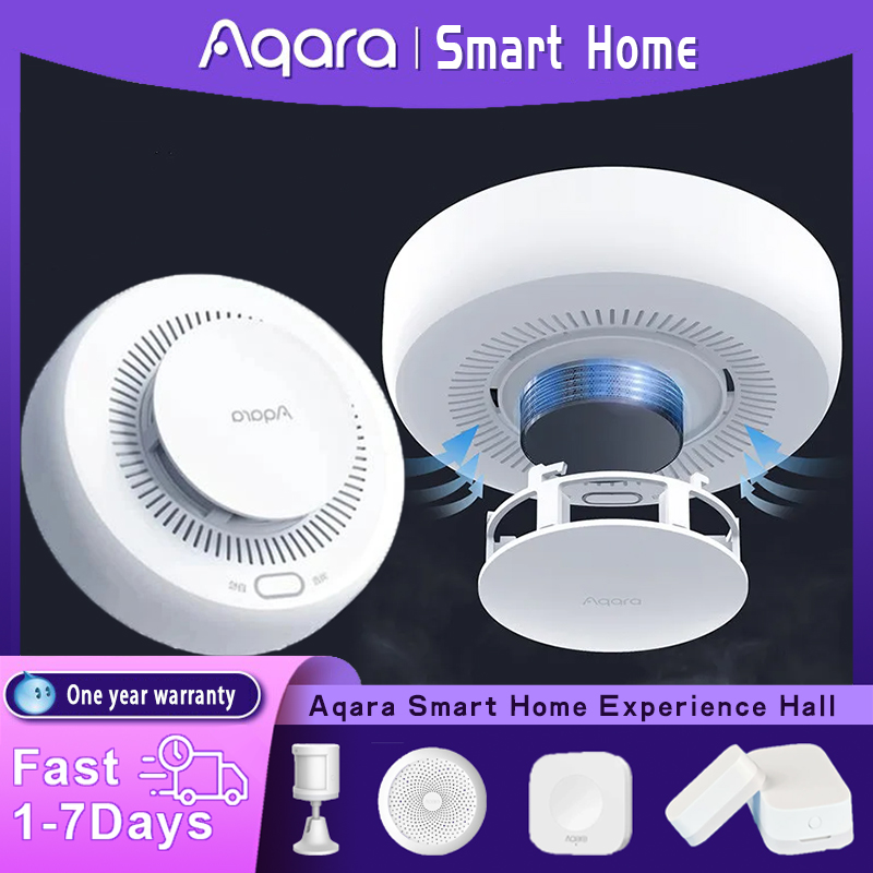Aqara เครื่องตรวจจับควันอัจฉริยะเซ็นเซอร์ ZigBee ตรวจสอบสัญญาณเตือนไฟไหม้3.0เสียงเตือนความปลอดภัยของบ้านแอปทำงานร่วมกับ Xiaomi Mi ชุดที่บ้าน