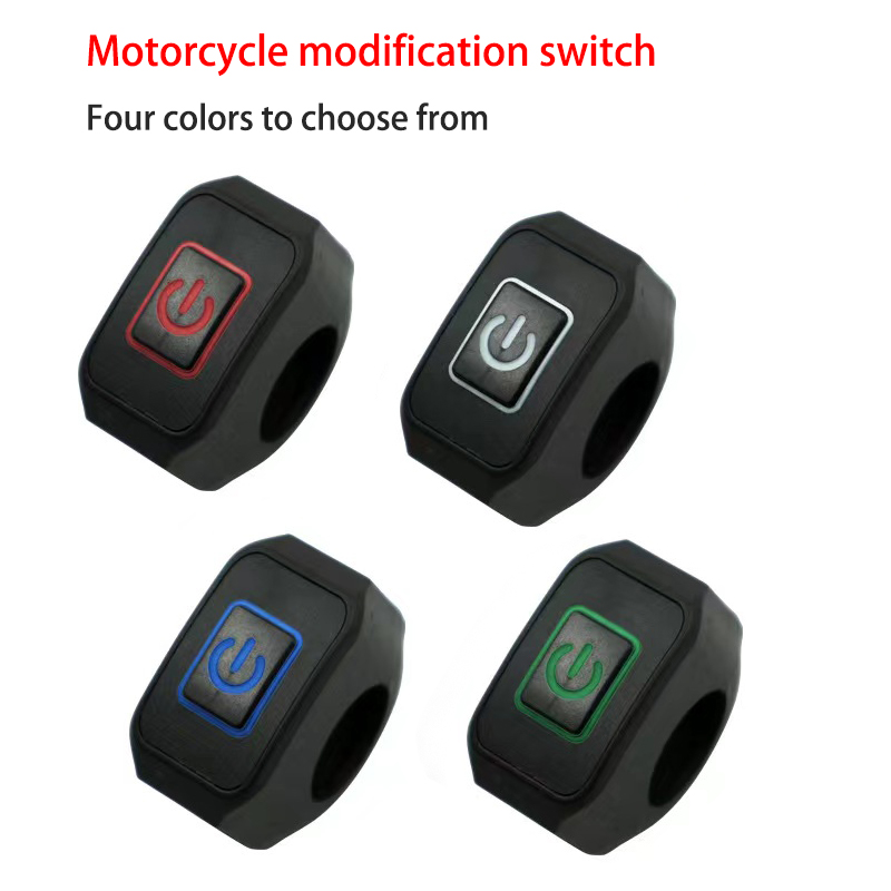 Motorrad modifizierter Schalter, wasserdichter Knopf mit LED-Licht, Scheinwerfer, Hupensteuerung, EIN/AUS-Taste, Lenkerhalterung, Zubehör