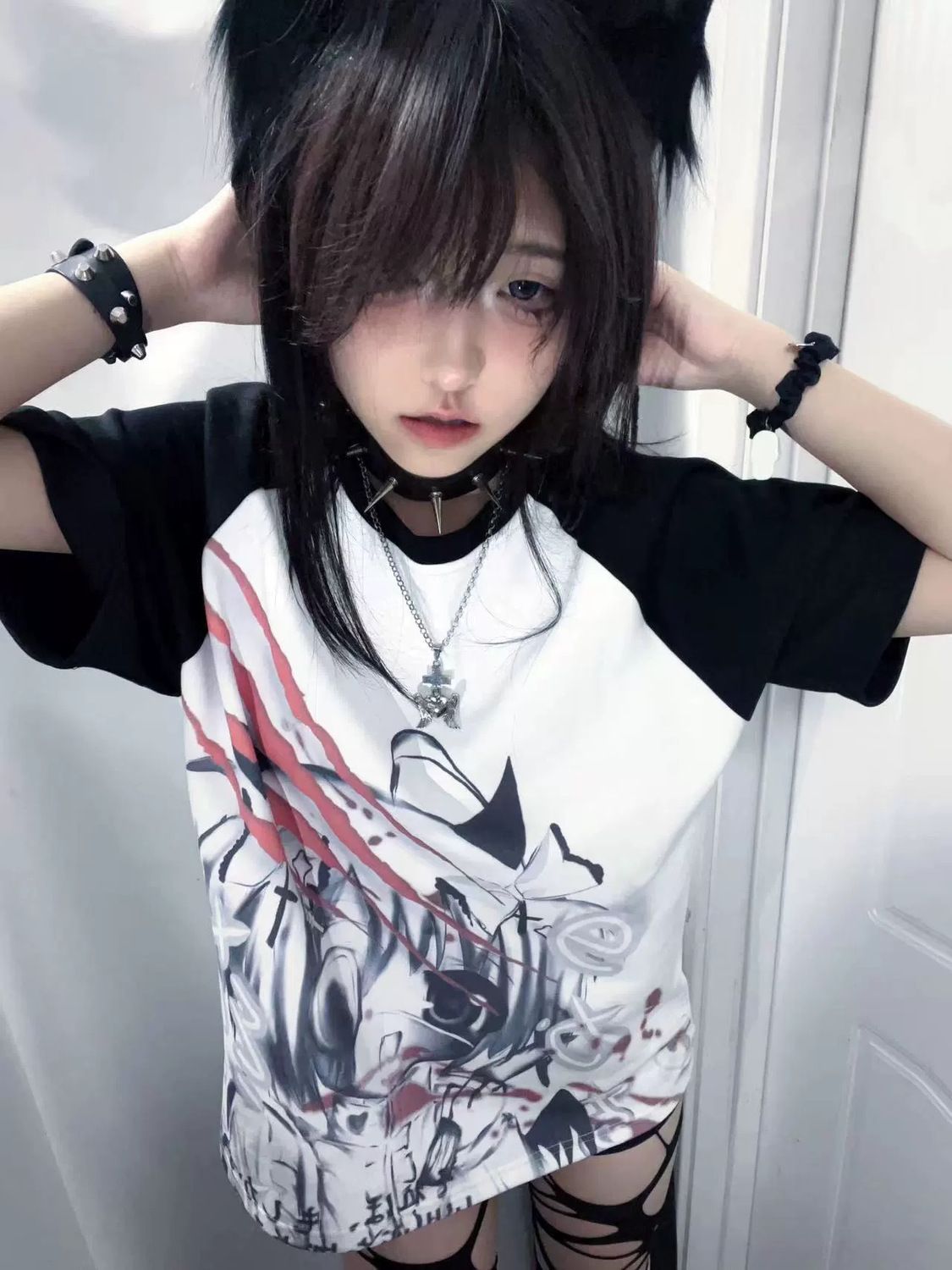 Y2K เสื้อผ้าผู้หญิง Arcane Stitch สั้นเสื้อ Harajuku T เสื้อ Subculture หลวมพิมพ์ยอดนิยมพื้นฐาน Pulovers ครึ่งแขน Tees